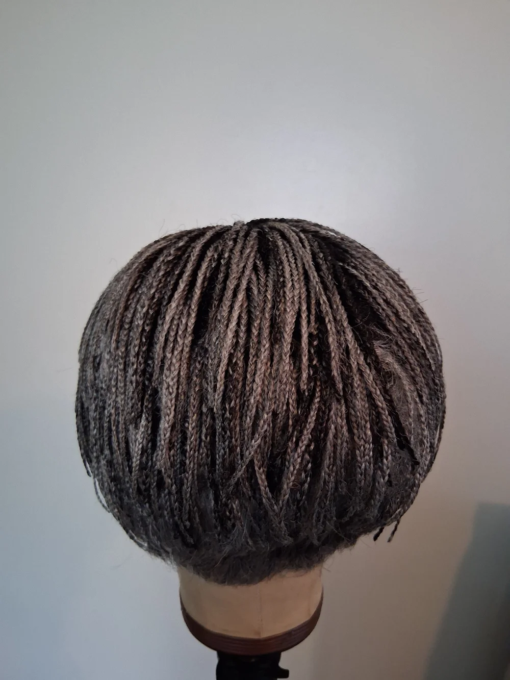 Short Braided Bob Wig in Gray with Natural Parting